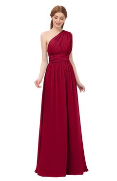 ColsBM Avery Maroon Bridesmaid Dresses One Shoulder Ruching Glamorous Floor Length A-line Backless