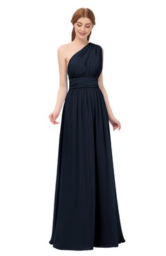 ColsBM Avery Navy Blue Bridesmaid Dresses One Shoulder Ruching Glamorous Floor Length A-line Backless