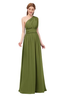 ColsBM Avery Olive Green Bridesmaid Dresses One Shoulder Ruching Glamorous Floor Length A-line Backless