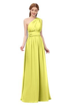 ColsBM Avery Pale Yellow Bridesmaid Dresses One Shoulder Ruching Glamorous Floor Length A-line Backless