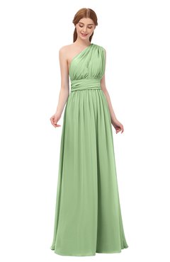 ColsBM Avery Sage Green Bridesmaid Dresses One Shoulder Ruching Glamorous Floor Length A-line Backless