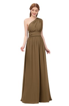 ColsBM Avery Truffle Bridesmaid Dresses One Shoulder Ruching Glamorous Floor Length A-line Backless