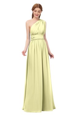 ColsBM Avery Wax Yellow Bridesmaid Dresses One Shoulder Ruching Glamorous Floor Length A-line Backless