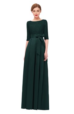 ColsBM Aisha Dark Green Bridesmaid Dresses Sash A-line Floor Length Mature Sabrina Zipper