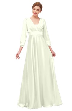 ColsBM Andie Cream Bridesmaid Dresses Ruching Modest Zipper Floor Length A-line V-neck