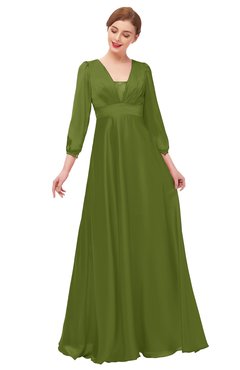 ColsBM Andie Olive Green Bridesmaid Dresses Ruching Modest Zipper Floor Length A-line V-neck