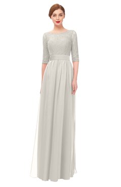 ColsBM Lola Off White Bridesmaid Dresses Zip up Boat A-line Half Length Sleeve Modest Lace