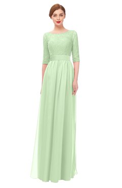 ColsBM Lola Pale Green Bridesmaid Dresses Zip up Boat A-line Half Length Sleeve Modest Lace