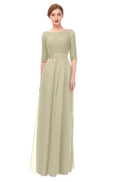 ColsBM Lola Putty Bridesmaid Dresses Zip up Boat A-line Half Length Sleeve Modest Lace