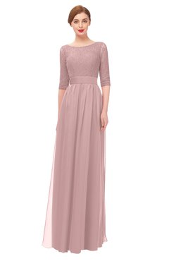 ColsBM Lola Silver Pink Bridesmaid Dresses Zip up Boat A-line Half Length Sleeve Modest Lace