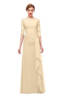 ColsBM Lorin Apricot Gelato Bridesmaid Dresses Column Floor Length Zipper Elbow Length Sleeve Lace Mature
