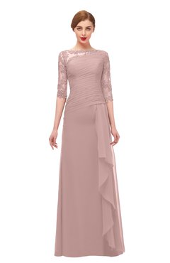 ColsBM Lorin Blush Pink Bridesmaid Dresses Column Floor Length Zipper Elbow Length Sleeve Lace Mature
