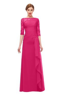 ColsBM Lorin Fuschia Bridesmaid Dresses Column Floor Length Zipper Elbow Length Sleeve Lace Mature