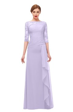 ColsBM Lorin Light Purple Bridesmaid Dresses Column Floor Length Zipper Elbow Length Sleeve Lace Mature
