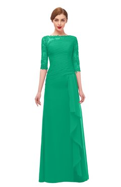 ColsBM Lorin Pepper Green Bridesmaid Dresses Column Floor Length Zipper Elbow Length Sleeve Lace Mature