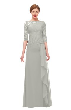 ColsBM Lorin Platinum Bridesmaid Dresses Column Floor Length Zipper Elbow Length Sleeve Lace Mature