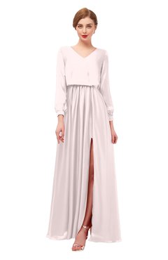 ColsBM Carey Rosewater Pink Bridesmaid Dresses Long Sleeve A-line Glamorous Split-Front Floor Length V-neck