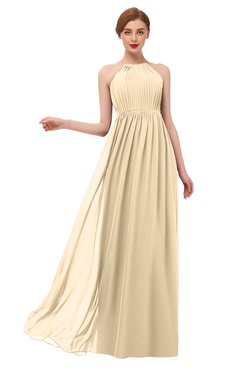 ColsBM Peyton Apricot Gelato Bridesmaid Dresses Pleated Halter Sleeveless Half Backless A-line Glamorous