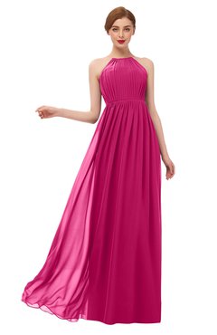 ColsBM Peyton Beetroot Purple Bridesmaid Dresses Pleated Halter Sleeveless Half Backless A-line Glamorous