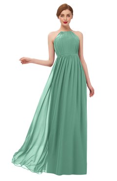 ColsBM Peyton Beryl Green Bridesmaid Dresses Pleated Halter Sleeveless Half Backless A-line Glamorous