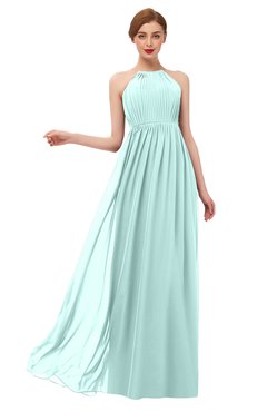ColsBM Peyton Blue Glass Bridesmaid Dresses Pleated Halter Sleeveless Half Backless A-line Glamorous