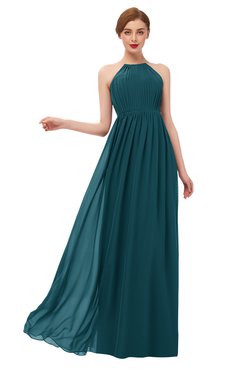 ColsBM Peyton Blue Green Bridesmaid Dresses Pleated Halter Sleeveless Half Backless A-line Glamorous