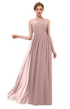 ColsBM Peyton Blush Pink Bridesmaid Dresses Pleated Halter Sleeveless Half Backless A-line Glamorous