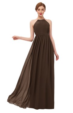 ColsBM Peyton Copper Bridesmaid Dresses Pleated Halter Sleeveless Half Backless A-line Glamorous