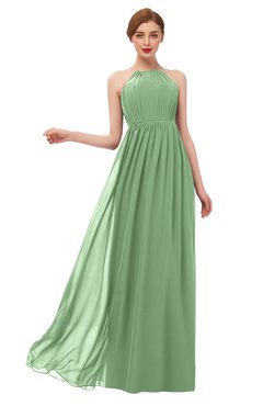 ColsBM Peyton Fair Green Bridesmaid Dresses Pleated Halter Sleeveless Half Backless A-line Glamorous