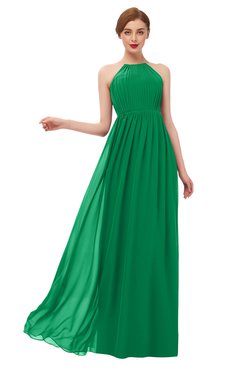 ColsBM Peyton Green Bridesmaid Dresses Pleated Halter Sleeveless Half Backless A-line Glamorous