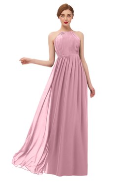 ColsBM Peyton Light Coral Bridesmaid Dresses Pleated Halter Sleeveless Half Backless A-line Glamorous