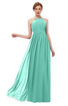 ColsBM Peyton Mint Green Bridesmaid Dresses Pleated Halter Sleeveless Half Backless A-line Glamorous