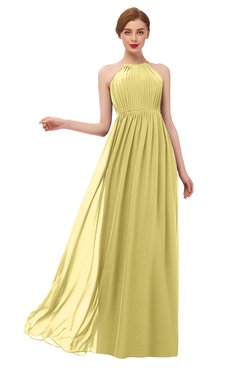 ColsBM Peyton Misted Yellow Bridesmaid Dresses Pleated Halter Sleeveless Half Backless A-line Glamorous