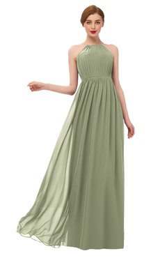 ColsBM Peyton Moss Green Bridesmaid Dresses Pleated Halter Sleeveless Half Backless A-line Glamorous