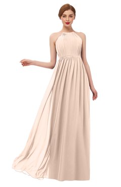 ColsBM Peyton Peach Puree Bridesmaid Dresses Pleated Halter Sleeveless Half Backless A-line Glamorous