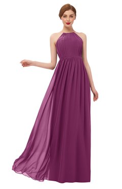 ColsBM Peyton Raspberry Bridesmaid Dresses Pleated Halter Sleeveless Half Backless A-line Glamorous