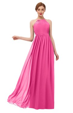 ColsBM Peyton Rose Pink Bridesmaid Dresses Pleated Halter Sleeveless Half Backless A-line Glamorous