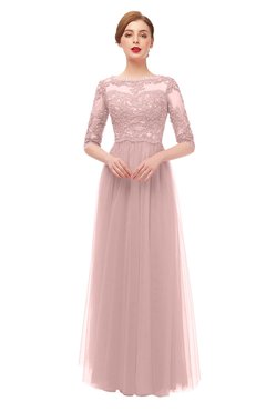 ColsBM Billie Nectar Pink Bridesmaid Dresses Scalloped Edge Ruching Zip up Half Length Sleeve Mature A-line