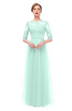 ColsBM Billie Soothing Sea Bridesmaid Dresses Scalloped Edge Ruching Zip up Half Length Sleeve Mature A-line
