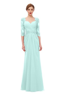 ColsBM Bronte Blue Glass Bridesmaid Dresses Elbow Length Sleeve Pleated Mermaid Zipper Floor Length Glamorous