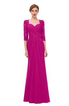 ColsBM Bronte Hot Pink Bridesmaid Dresses Elbow Length Sleeve Pleated Mermaid Zipper Floor Length Glamorous