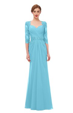 ColsBM Bronte Light Blue Bridesmaid Dresses Elbow Length Sleeve Pleated Mermaid Zipper Floor Length Glamorous