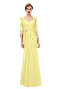 ColsBM Bronte Pastel Yellow Bridesmaid Dresses Elbow Length Sleeve Pleated Mermaid Zipper Floor Length Glamorous