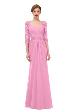 ColsBM Bronte Pink Bridesmaid Dresses Elbow Length Sleeve Pleated Mermaid Zipper Floor Length Glamorous