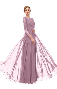 ColsBM Dixie Lilas Bridesmaid Dresses Lace Zip up Mature Floor Length Bateau Three-fourths Length Sleeve