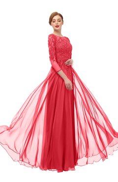 ColsBM Dixie Paradise Pink Bridesmaid Dresses Lace Zip up Mature Floor Length Bateau Three-fourths Length Sleeve