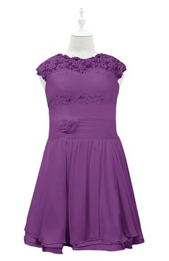 ColsBM Tenley Dahlia Plus Size Bridesmaid Dresses Knee Length Zip up Cute Short Sleeve Lace A-line