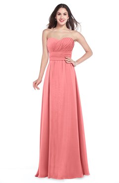 ColsBM Jadyn Coral Bridesmaid Dresses Zip up Classic Strapless Pleated A-line Floor Length