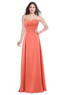 ColsBM Jadyn Fusion Coral Bridesmaid Dresses Zip up Classic Strapless Pleated A-line Floor Length