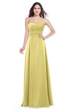 ColsBM Jadyn Misted Yellow Bridesmaid Dresses Zip up Classic Strapless Pleated A-line Floor Length